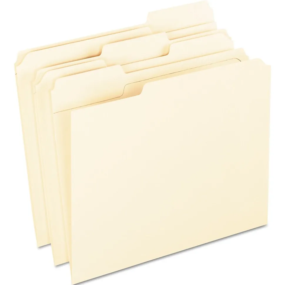 Pendaflex Recycled File Folder, 1/3-Cut Tab, Letter Size, Manila, 100/Box (R752 1/3)