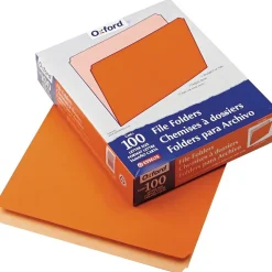 Pendaflex Two-Tone Top-Tab File Folders, Straight-Cut Tab, Letter Size, Orange, 100/Box (PFX 152 ORA)