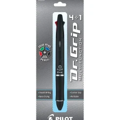 Pilot Dr. Grip 4 + 1 Multi-Function Pen + Pencil, Fine Point, 4 Assorted Inks (36220)