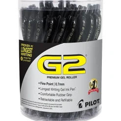 Pilot G2 Retractable Gel Pens, Fine Point, 0.7mm, Black Ink, 36/Pack (84065)