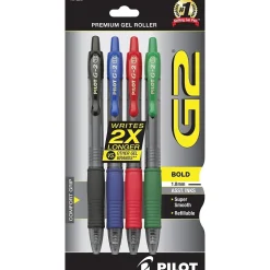 Pilot G2 Retractable Gel Pens, Bold Point, Assorted Ink, 4/Pack (31255)