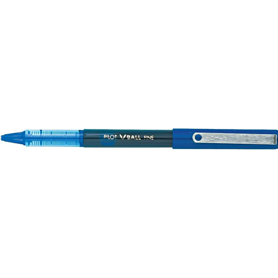 Pilot VBall Rollerball Pens, Fine Point, Blue Ink, Dozen (35113)