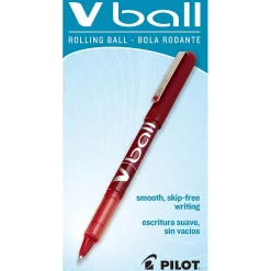 Pilot VBall Rollerball Pens, Extra Fine Point, Red Ink, Dozen (35202)
