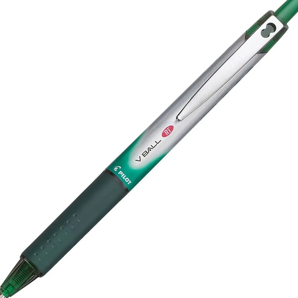 Pilot VBall RT Retractable Rollerball Pen, Fine Point, Green Ink (26209)