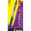 Pilot VBall RT Retractable Rollerball Pens, Fine Point, Blue Ink, Dozen (26207)