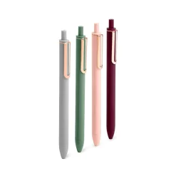 Poppin Assorted Jewel Luxe Retractable Gel Pens, Fine Point, Black Ink, 4/Pack (102069)