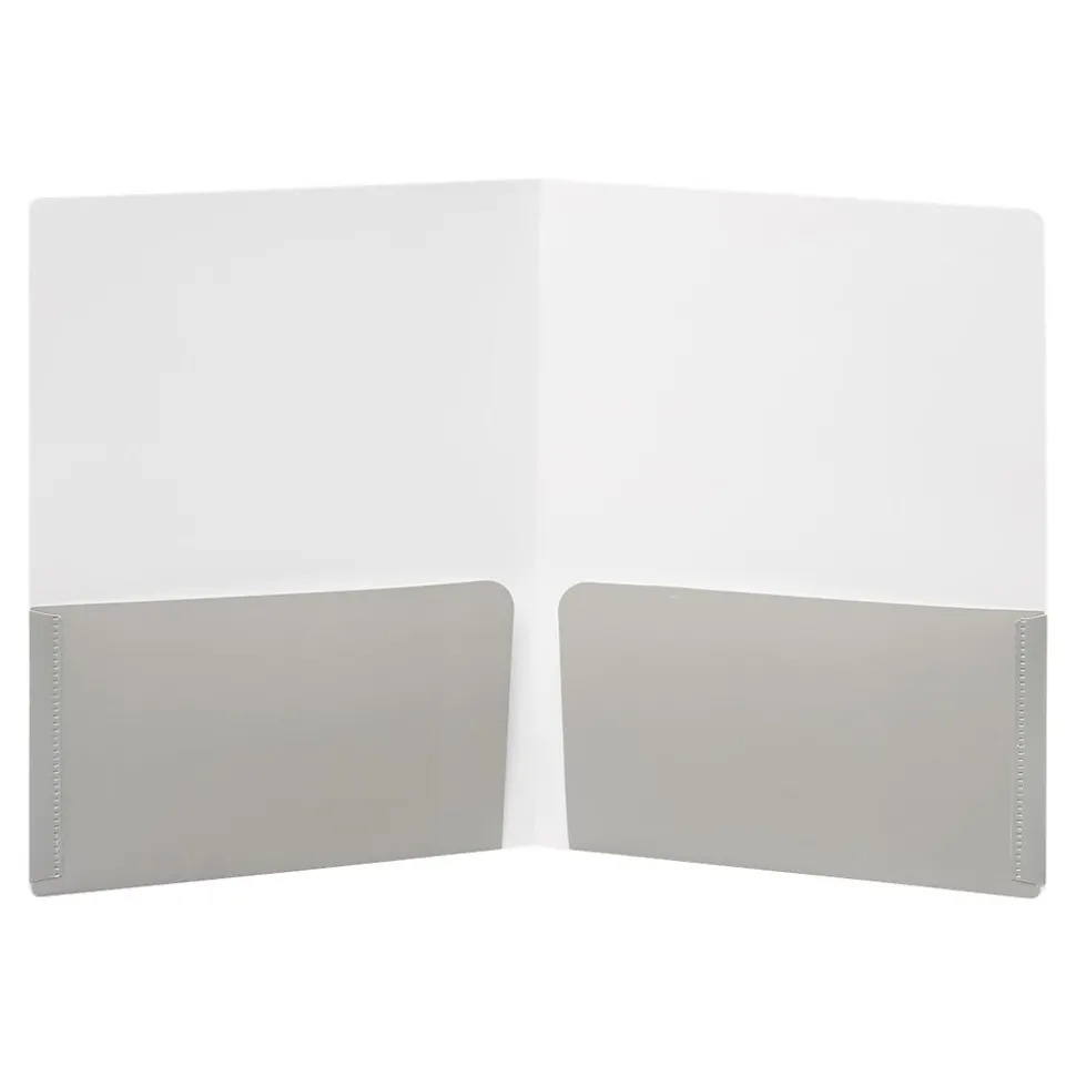 Poppin 2-Pocket Portfolio Folder, Blush/Light Gray (105225)