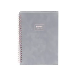 Poppin Velvet Professional Notebooks, 6" x 8.25", Dotted, 40 Sheets, Gray/Silver (106163)