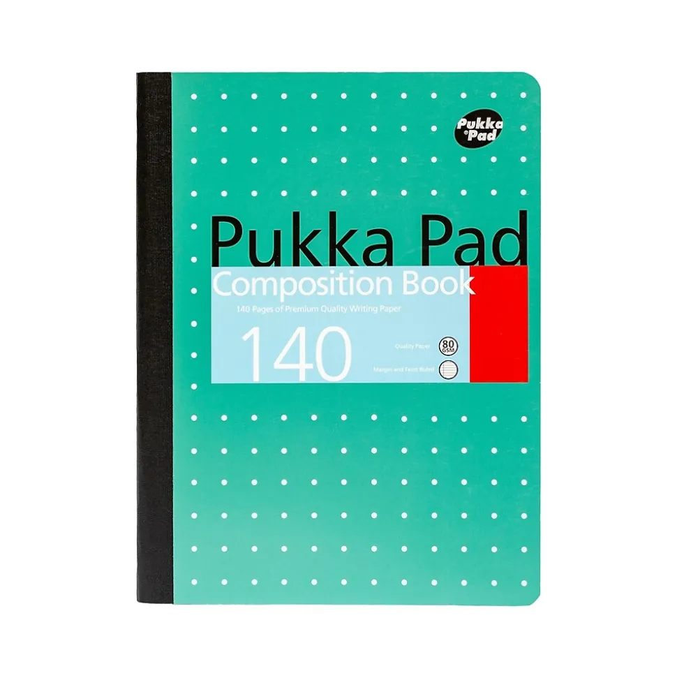 Pukka Pad Metallic Composition Notebook, 7.5" x 9.75", College-Ruled, 70 Sheets, Green, 4/Pack (8796-MET)