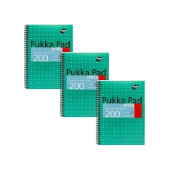Pukka Pad Metallic Jotta Professional Notebooks, 6.9" x 9.8", College Ruled, 100 Sheets, Green, 3/Pack (8520-MET)
