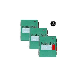 Pukka Pad Metallic 5-Subject Notebook, Ruled, 100 Sheets, Green, 3/Pack (8748-MET)