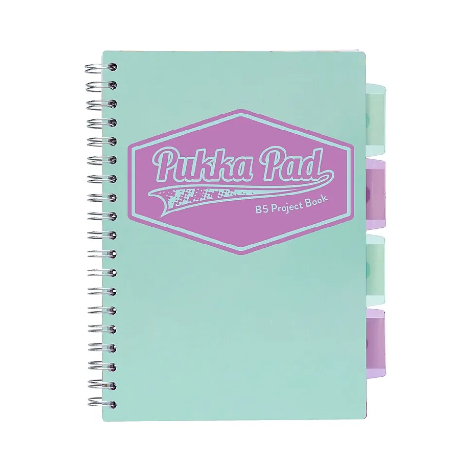 Pukka Pad Pastels 5-Subject Notebooks, 7" x 10", Ruled, 100 Sheets, Assorted Colors, 3/Pack (3032-PST)
