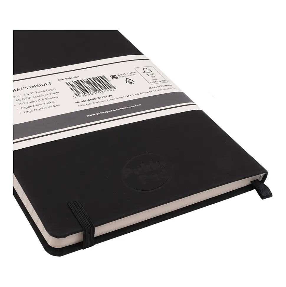 Pukka Pad Professional Notebooks, 5.11" x 8.2", College Ruled, 96 Sheets, Black (9940-SIG)