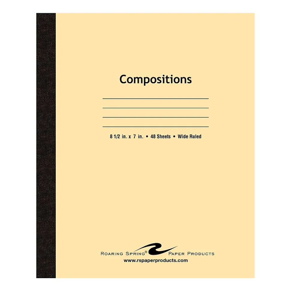 Roaring Spring Paper Products 1-Subject Composition Notebooks, 7" x 8.5", Wide Ruled, 48 Sheets, Brown (77308)