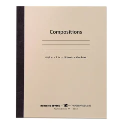 Roaring Spring Paper Products Composition Notebooks, 7" x 8.5", Wide Ruled, 20 Sheets, Manila (77340)