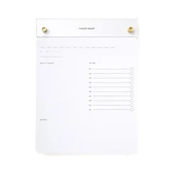 Russell+Hazel Notepad, 6.38" x 8.44", White/Gold, 100 Sheets/Pad, 1 Pad/Pack (55748)