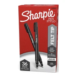 Sharpie Felt Pen, Fine Point, 0.4mm, Black Ink, 36/Box (2083009)