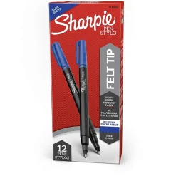 Sharpie Felt Pen, Fine Point, 0.4 mm, Blue Ink, Dozen (1742664)
