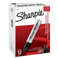 Sharpie King Size Tank Permanent Marker, Chisel Tip, Black, 12/Pack (15001A)