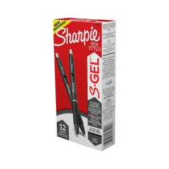 Sharpie S-Gel Retractable Gel Pens, Fine Point, 0.5mm, Black Ink, Dozen (2096145)