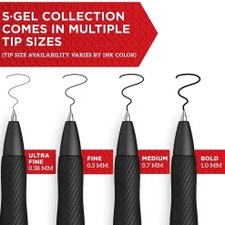 Sharpie S-Gel Retractable Gel Pen, Ultra Fine Point, Black Ink, 4/Pack (2141125)