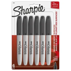Sharpie Super Permanent Markers, Fine Tip, Black, 6/Pack (33666)