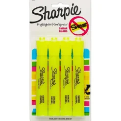 Sharpie Tank Highlighter, Chisel Tip, Fluorescent Yellow, 4/Pack (25164)