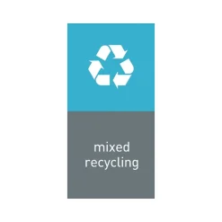 simplehuman Mixed Recycling Magnetic Sorting Label, 8" x 4", Blue/Gray, 2/Pack (KT1171)