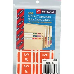 Smead AlphaZ ACCS Color-Coded Alphabetic Labels, S, Red, 100/Pk (67171)