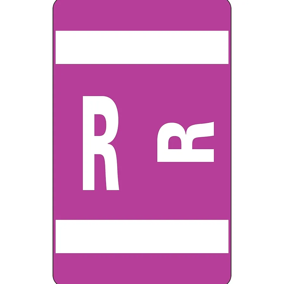 Smead® Alpha-Z Color-Coded Second Letter "R" Labels, 10 Labels Per Sheet, Purple, 1"H x 1 5/8"W, 100 Labels/Pk