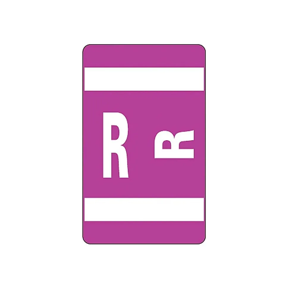 Smead® Alpha-Z Color-Coded Second Letter "R" Labels, 10 Labels Per Sheet, Purple, 1"H x 1 5/8"W, 100 Labels/Pk