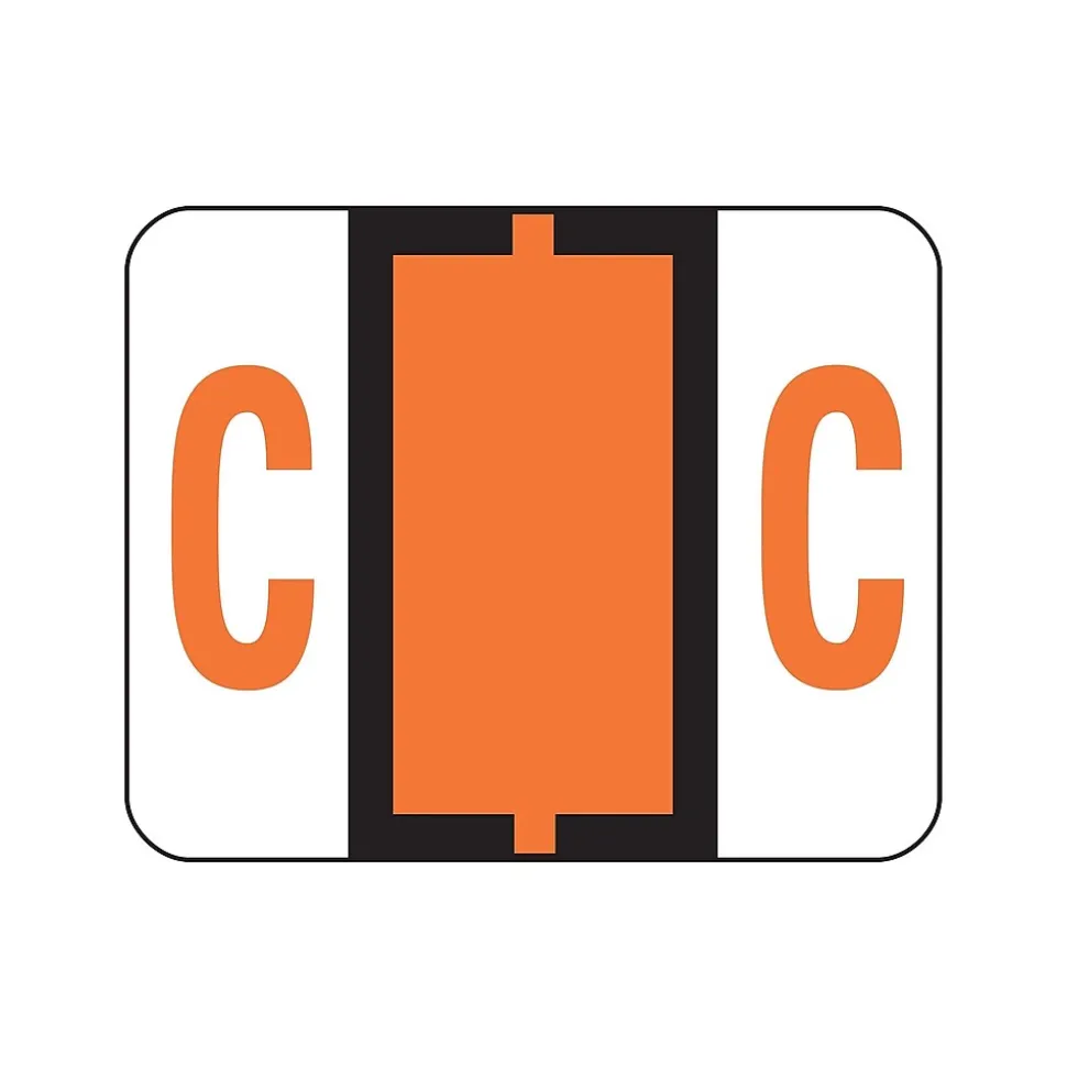 Smead BCCR Color Coded Alphabetic Labels, C, Dark Orange, 500/Roll (67073)