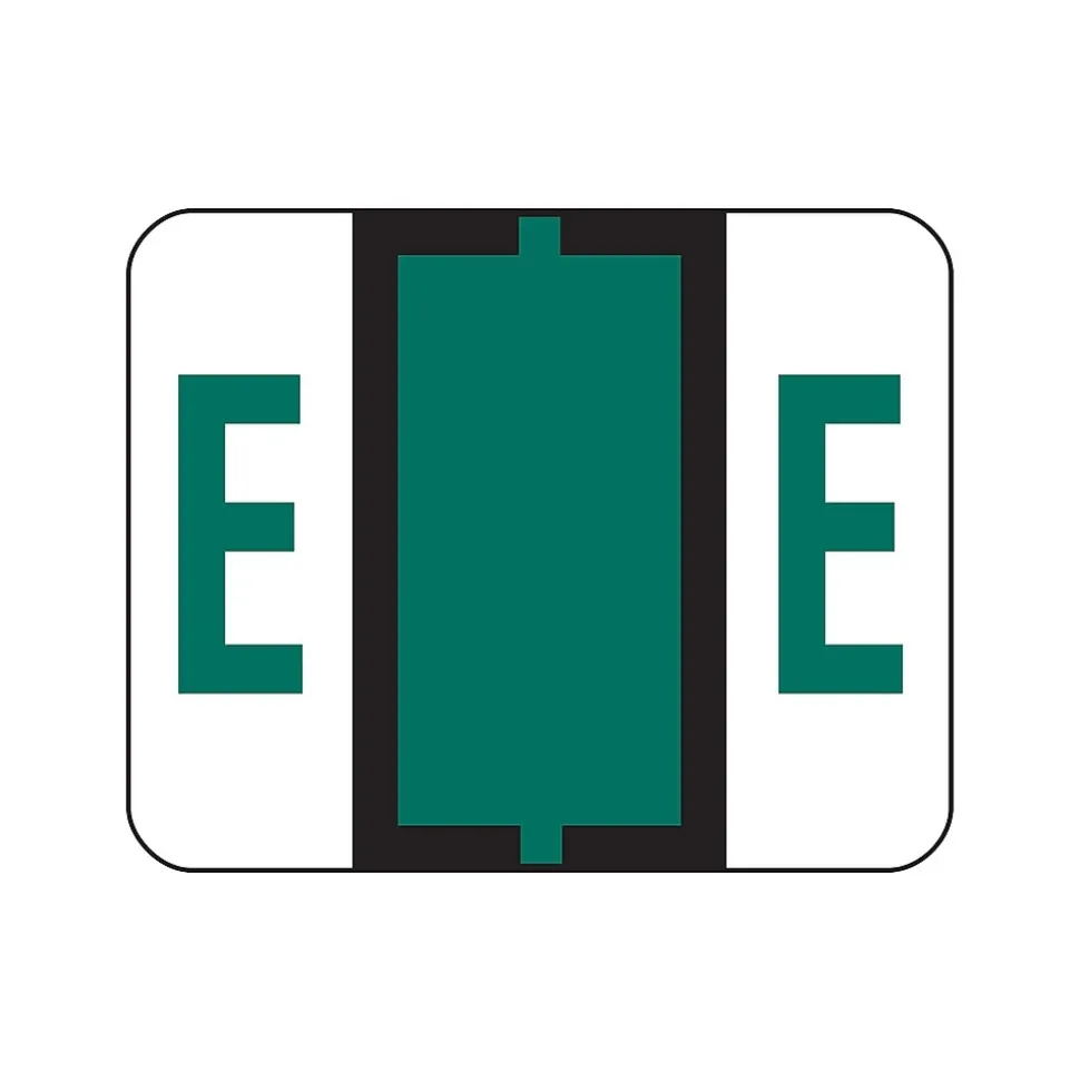 Smead BCCR Color Coded Alphabetic Labels, E, Dark Green, 500/Roll (67075)