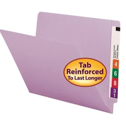 Smead End-Tab File Folders, Shelf-Master Reinforced Straight-Cut Tab, Letter Size, Lavender, 100/Bx (25410)