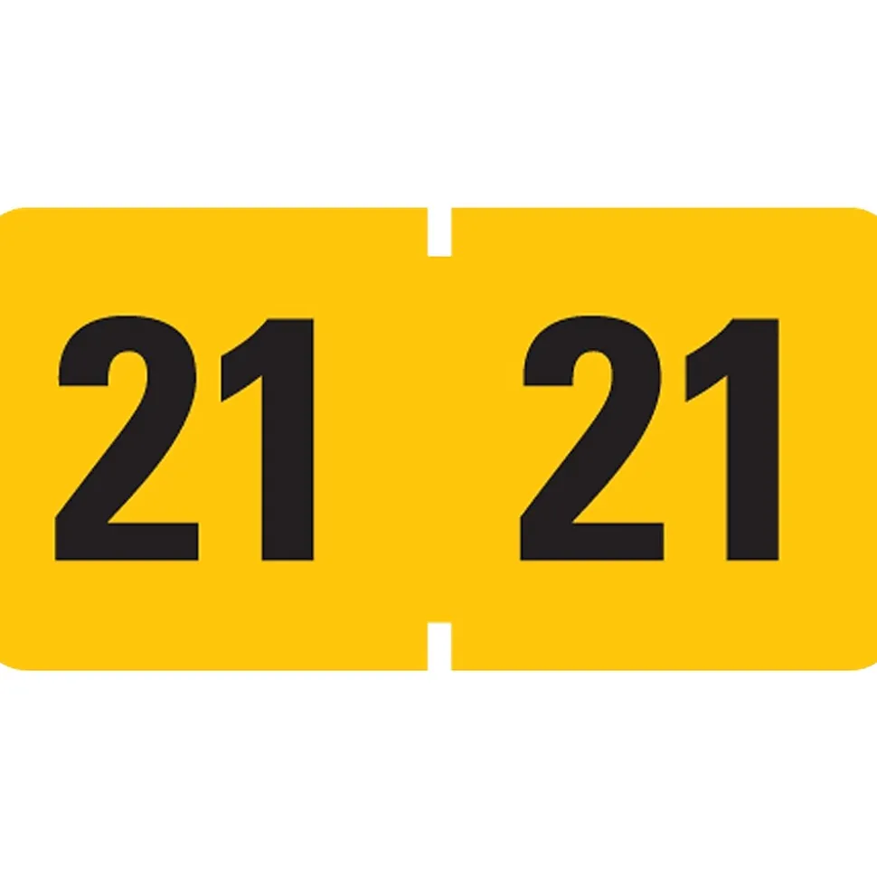 Smead ETYJ 2021 Color-Coded Year Label, 0.75”H x 1.5" W, Black on Yellow, 500 Labels/Roll (68321)