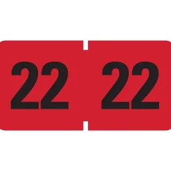 Smead ETYJ 2022 Color-Coded Year Label, 0.75”H x 1.5" W, Black on Red, 500 Labels/Roll (68322)