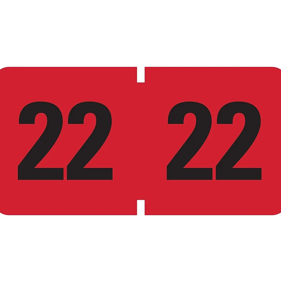 Smead ETYJ 2022 Color-Coded Year Label, 0.75”H x 1.5" W, Black on Red, 500 Labels/Roll (68322)