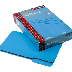 Smead File Folder, 1/3 Cut, Legal Size, Blue, 100/BX (17043)