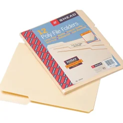 Smead Poly File Folder, 1/3-Cut Tab, Letter Size, Manila, 12 per Pack (10510)