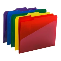 Smead Poly File Folder with Slash Pocket, 1/3-Cut Tab, Letter Size, Assorted Colors, 30/Box (10540)