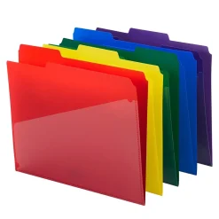 Smead Poly File Folder with Slash Pocket, 1/3-Cut Tab, Letter Size, Assorted Colors, 30/Box (10540)