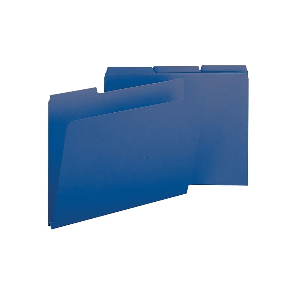 Smead Pressboard File Folder, 1/3-Cut Tab, 1" Expansion, Letter Size, Dark Blue, 25/Box (21541)