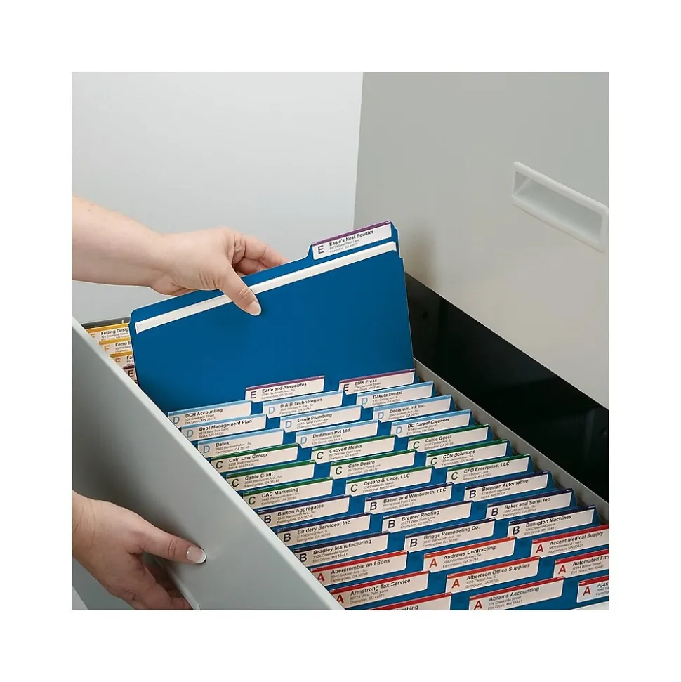Smead Pressboard File Folder, 1/3-Cut Tab, 1" Expansion, Letter Size, Dark Blue, 25/Box (21541)