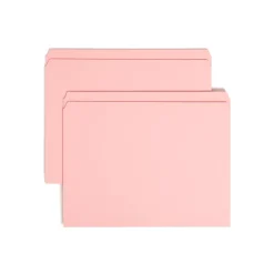 Smead Reinforced File Folder, Straight Cut, Letter Size, Pink, 100/Box (12610)