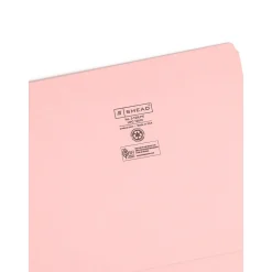 Smead Reinforced File Folder, Straight Cut, Letter Size, Pink, 100/Box (12610)