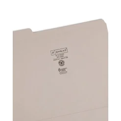 Smead Reinforced File Folder, 3 Tab, Letter Size, Gray, 100/Box (12334)