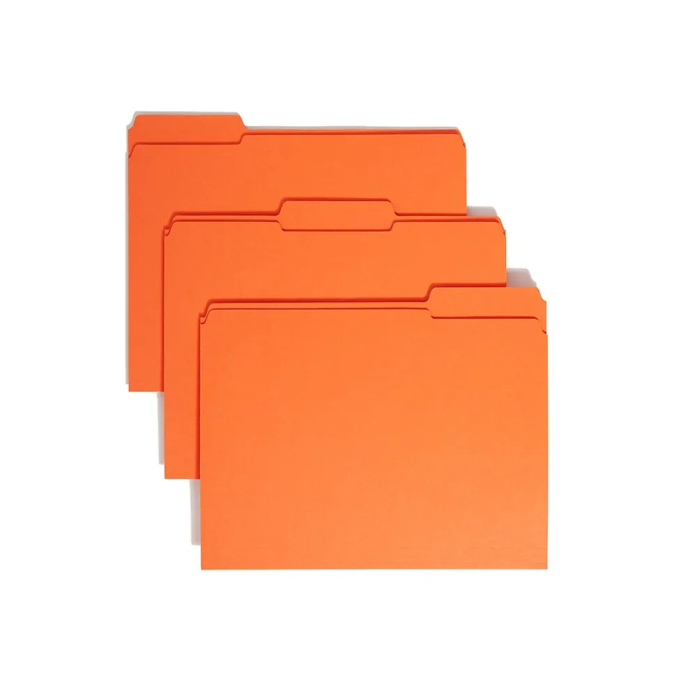 Smead Reinforced File Folder, 3 Tab, Letter Size, Orange, 100/Bx (12534)