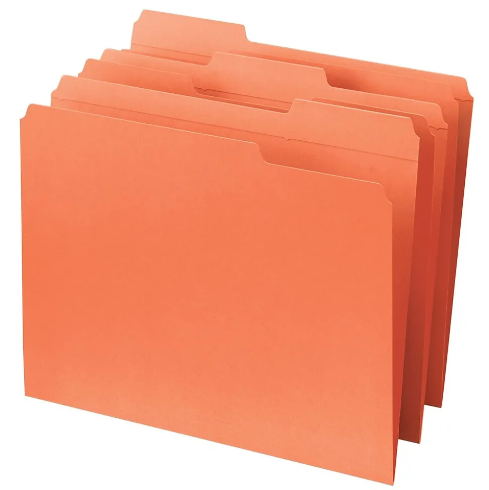 Smead Reinforced File Folder, 3 Tab, Letter Size, Orange, 100/Bx (12534)