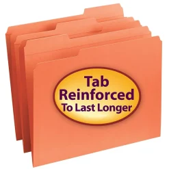 Smead Reinforced File Folder, 3 Tab, Letter Size, Orange, 100/Bx (12534)