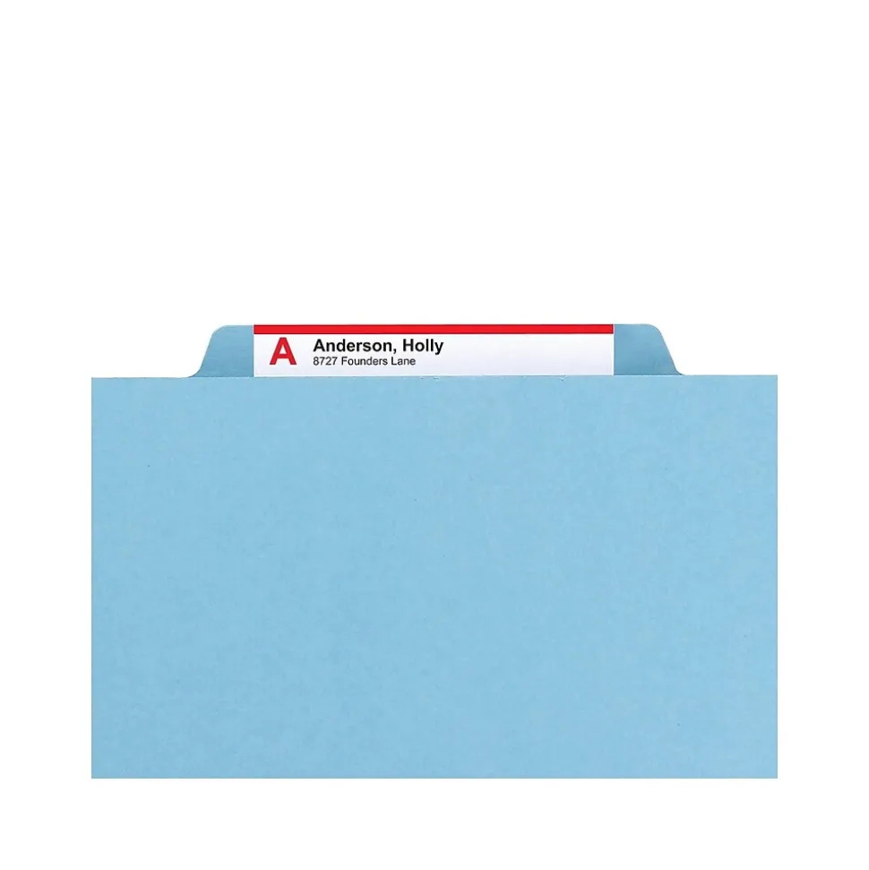 Smead SafeSHIELD Pressboard Hanging File Folder, 2" Expansion, 2/5-Cut Tab, Letter Size, Blue (65105)